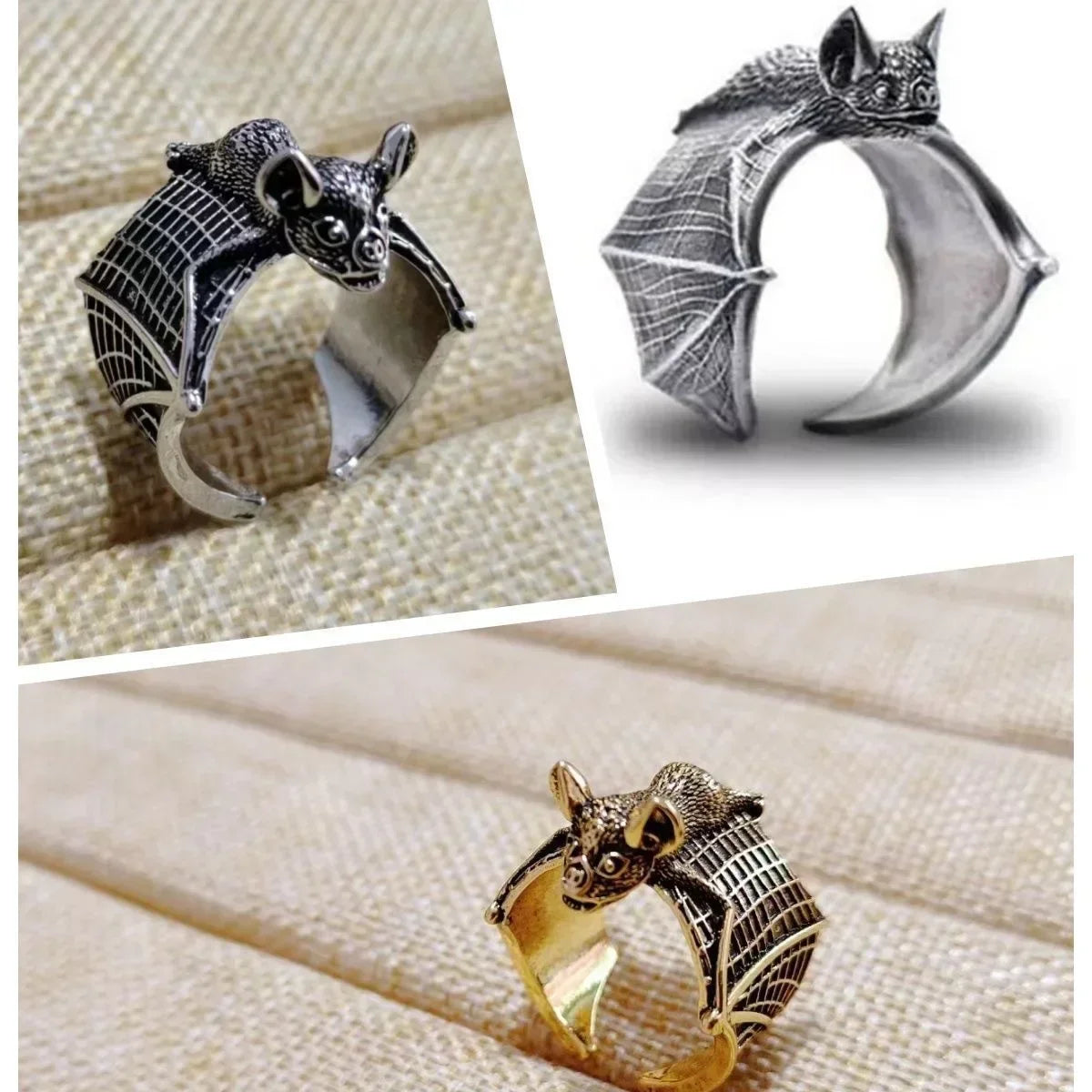 Halloween Vintage Bat Design Wing Rings for Women