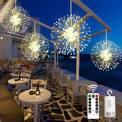 LED Firework Outdoor Hanging Lights 4Pack Battery Operated