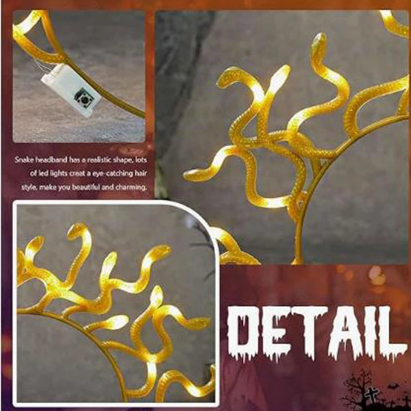 Light Up Snake Headband LED Medusa