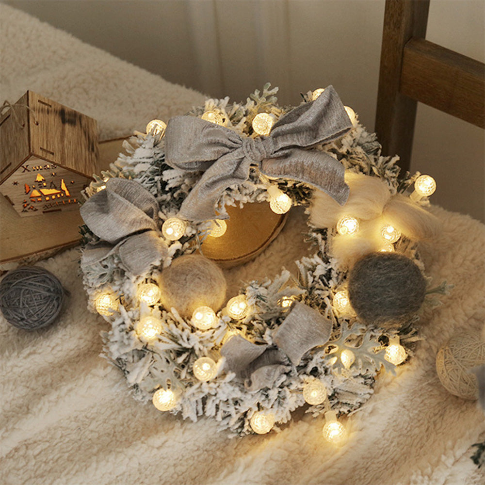 Hanging Wreath with String Light Wall Decor