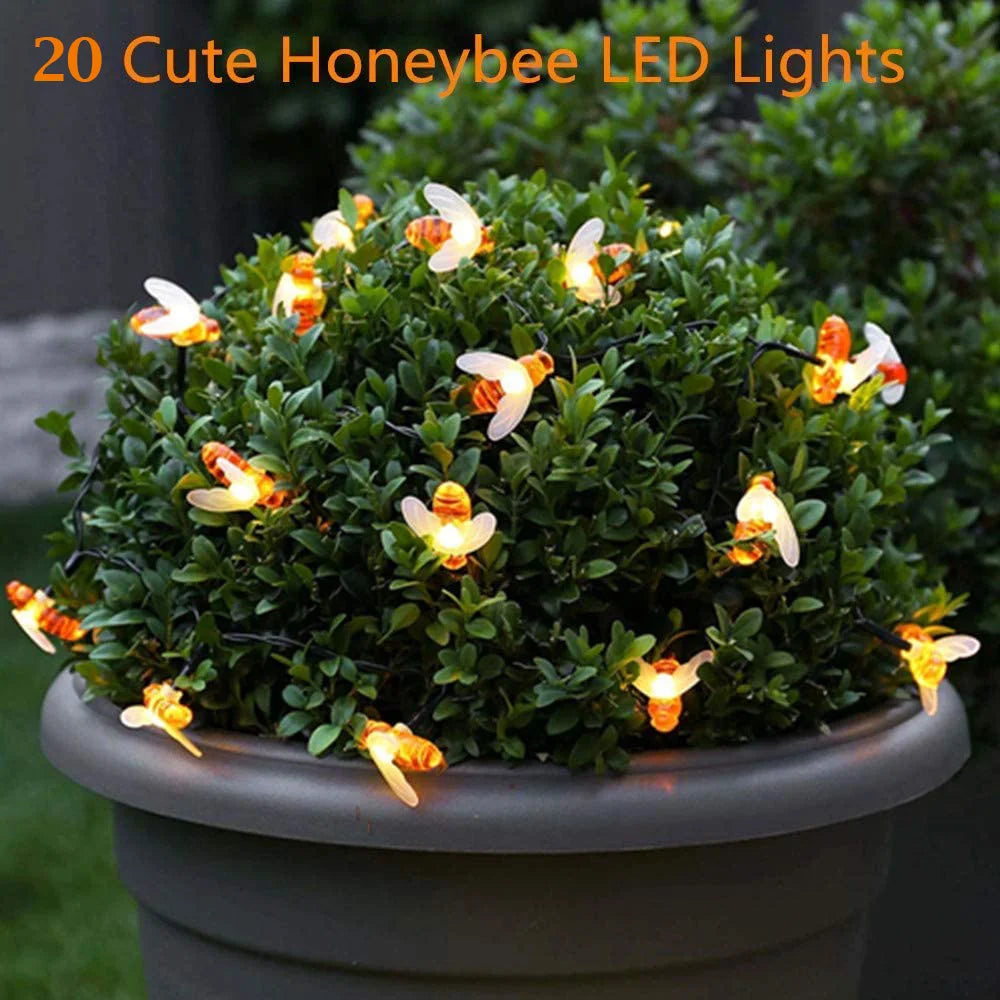 Solar String Light 100 LED Cute Bee Outdoor Light