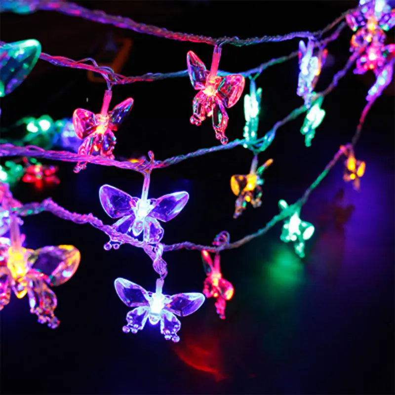 20/30/50/100 LED Light 8 Mode Crystal Butterfly Solar String Lights