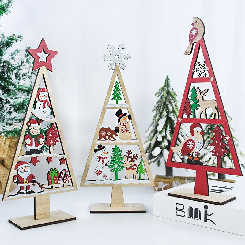 1PC Mini Wooden Christmas Tree Shape Tabletop