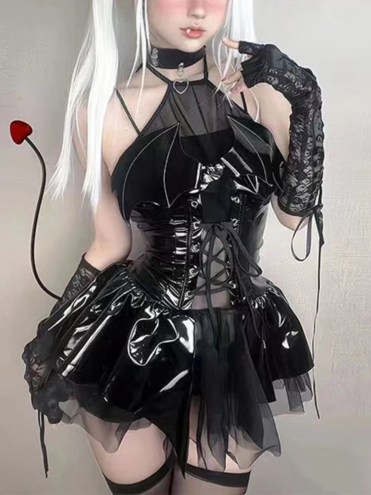AltGoth Sexy Cosplay Pu Dress Women