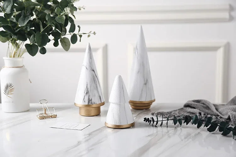 Nordic Geometric Black White Christmas Tree Minimalism Ceramic Decoration