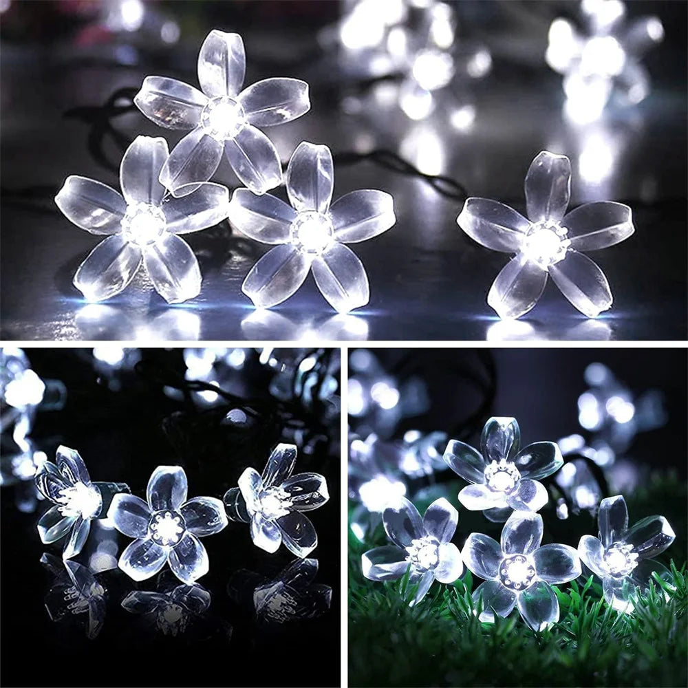 Outdoor Solar Flower String Lights Waterproof Fairy Light Decorations