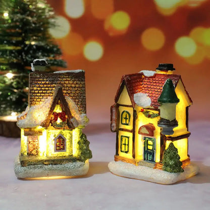 Christmas LED Light Wooden House Luminous Cabin