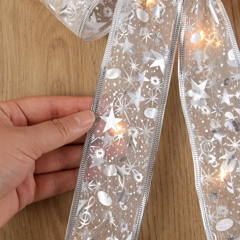 Luminous LED Bow Ribbon Xmas Tree Ornaments