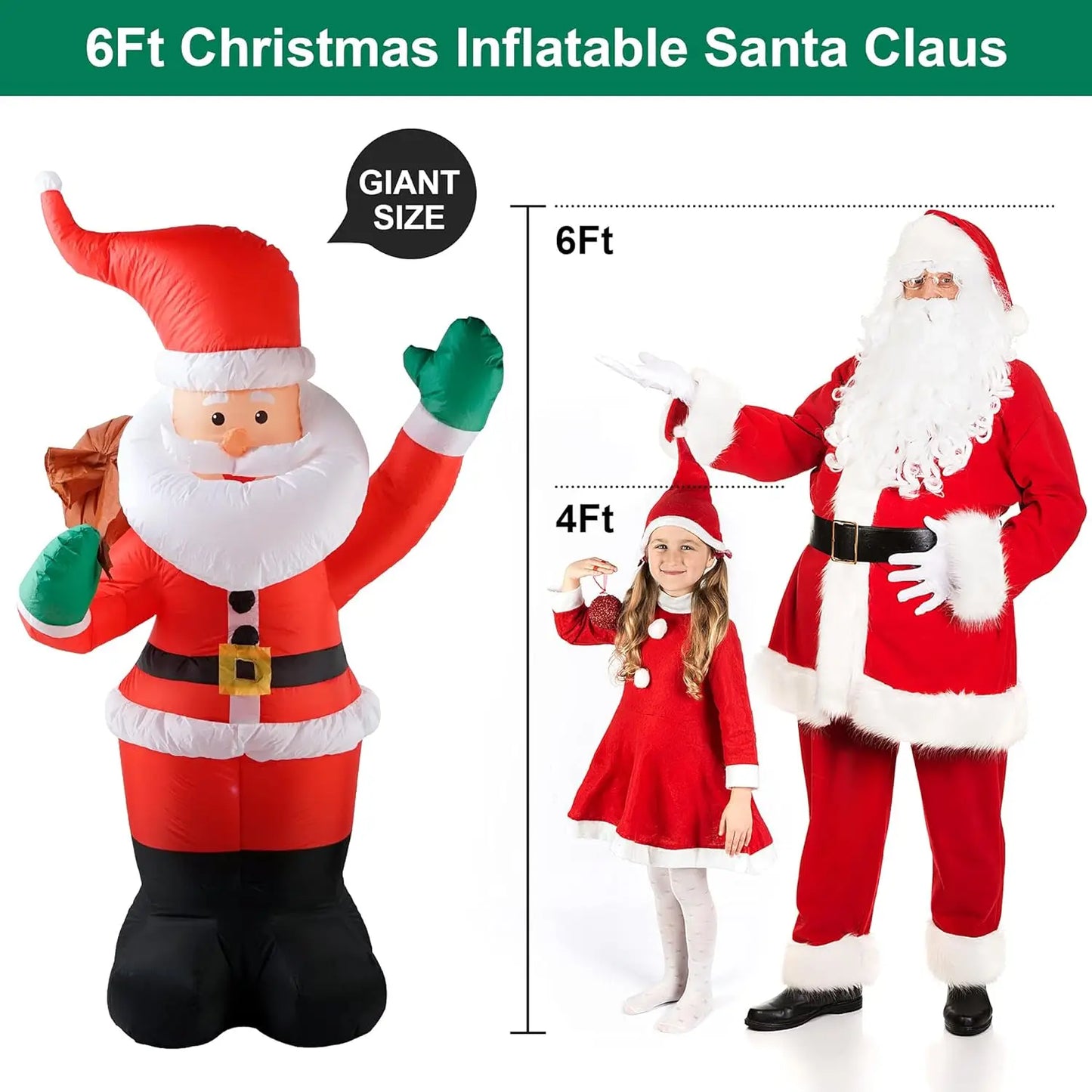 Santa Claus Inflatable LED Lights Yard Decorations