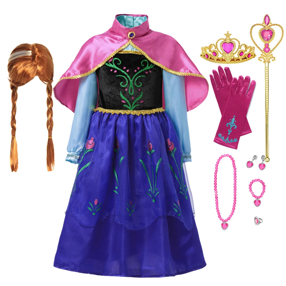 Summer Fancy Queen Elsa Anna Costume Girls