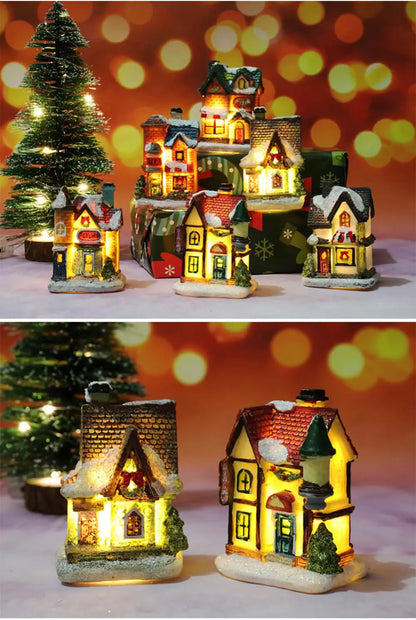 Christmas LED Light Wooden House Luminous Cabin