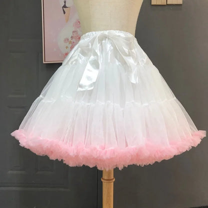 Women Flower Style Lolita Petticoats Tutu Puffy Cancan Skirt
