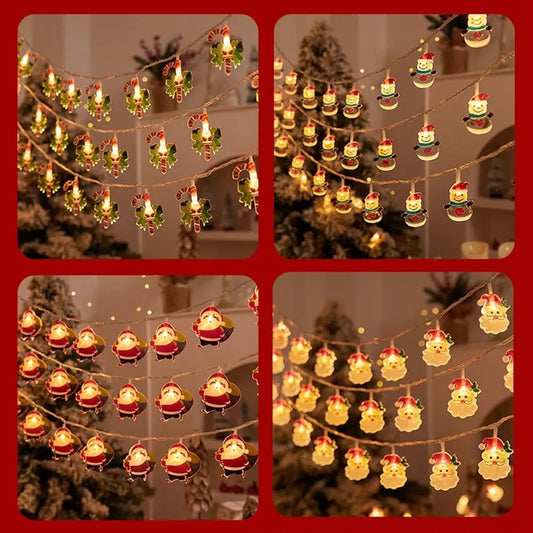 1.5M 10LED  Santa Claus Snowman String Warm Lights