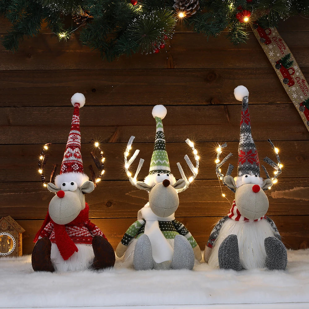 Large Santa Claus Elk Standing Doll with Lights