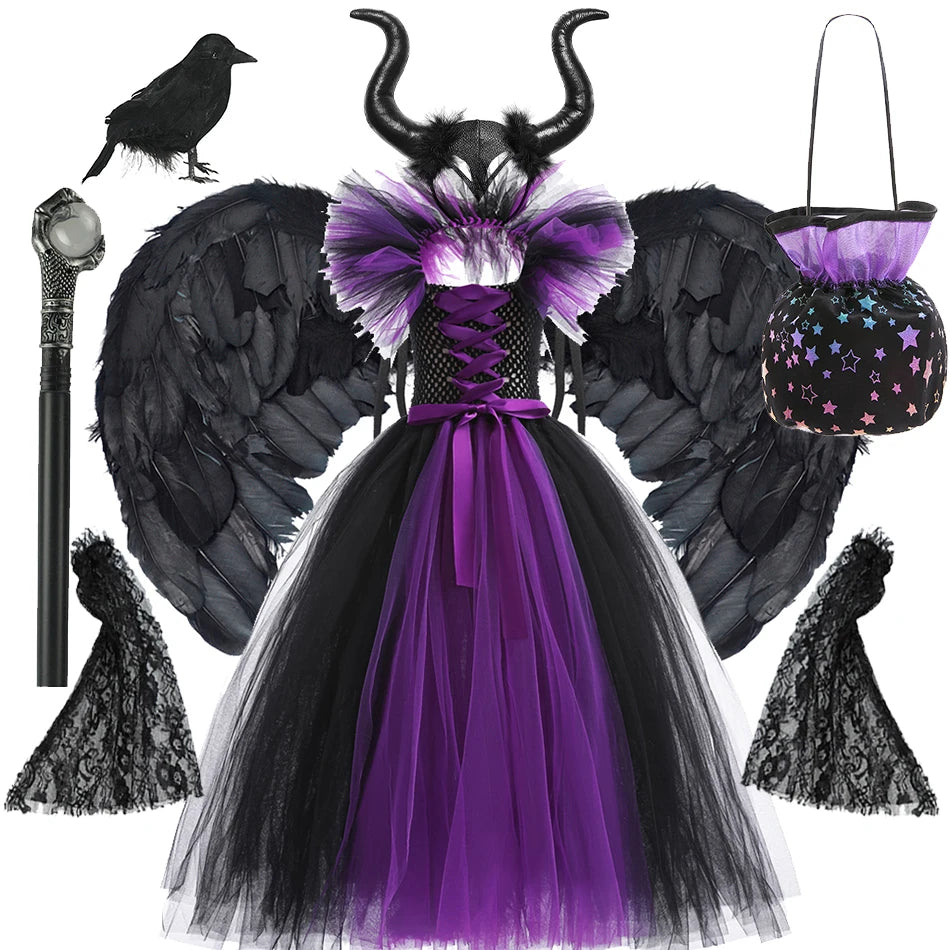 Maleficent Neck Dress Girls