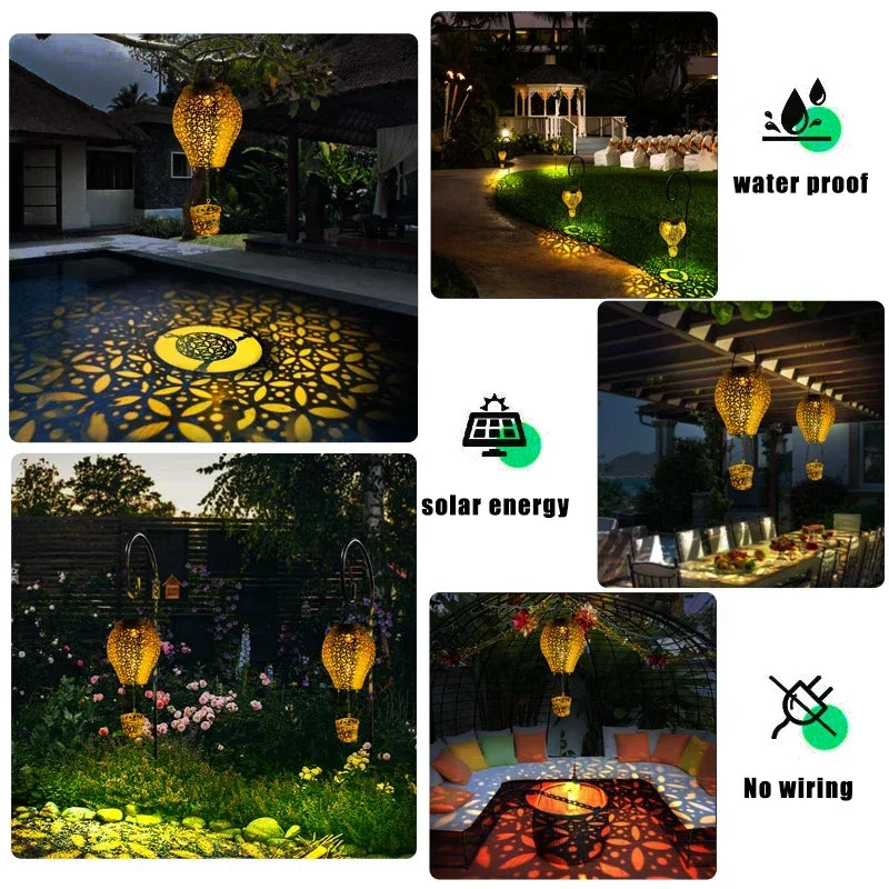 Hot Air Balloon Garden Landscape - Solar Light