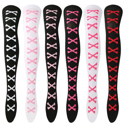 Womens Bone Thigh High Stockings