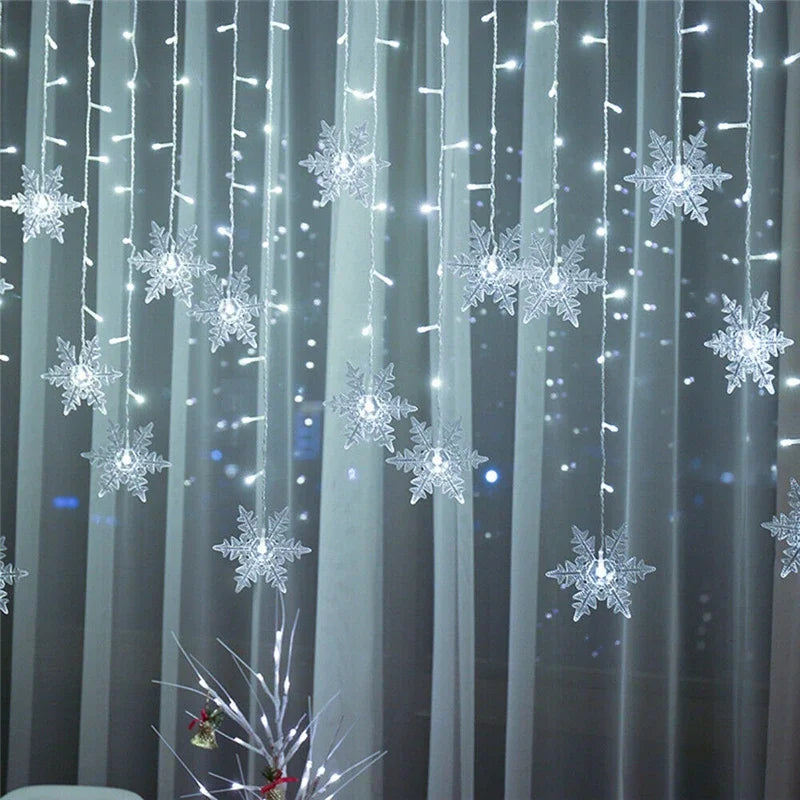 Led Snowflake Curtain Garland