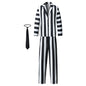 Beetle Juicee Men Black and White Striped Suit