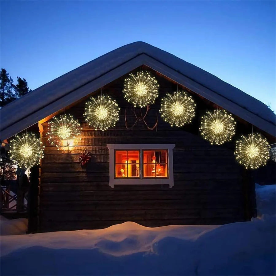 Tirvose 200LEDs Christmas Garland String Lights 8 Modes Explosion Star Firework Fairy Garden Lights for Indoor Outdoor Decor