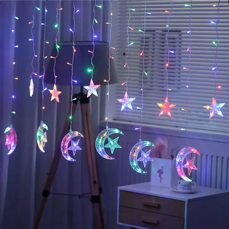 Curtain Garland Star Moon Fairy String Lights Led