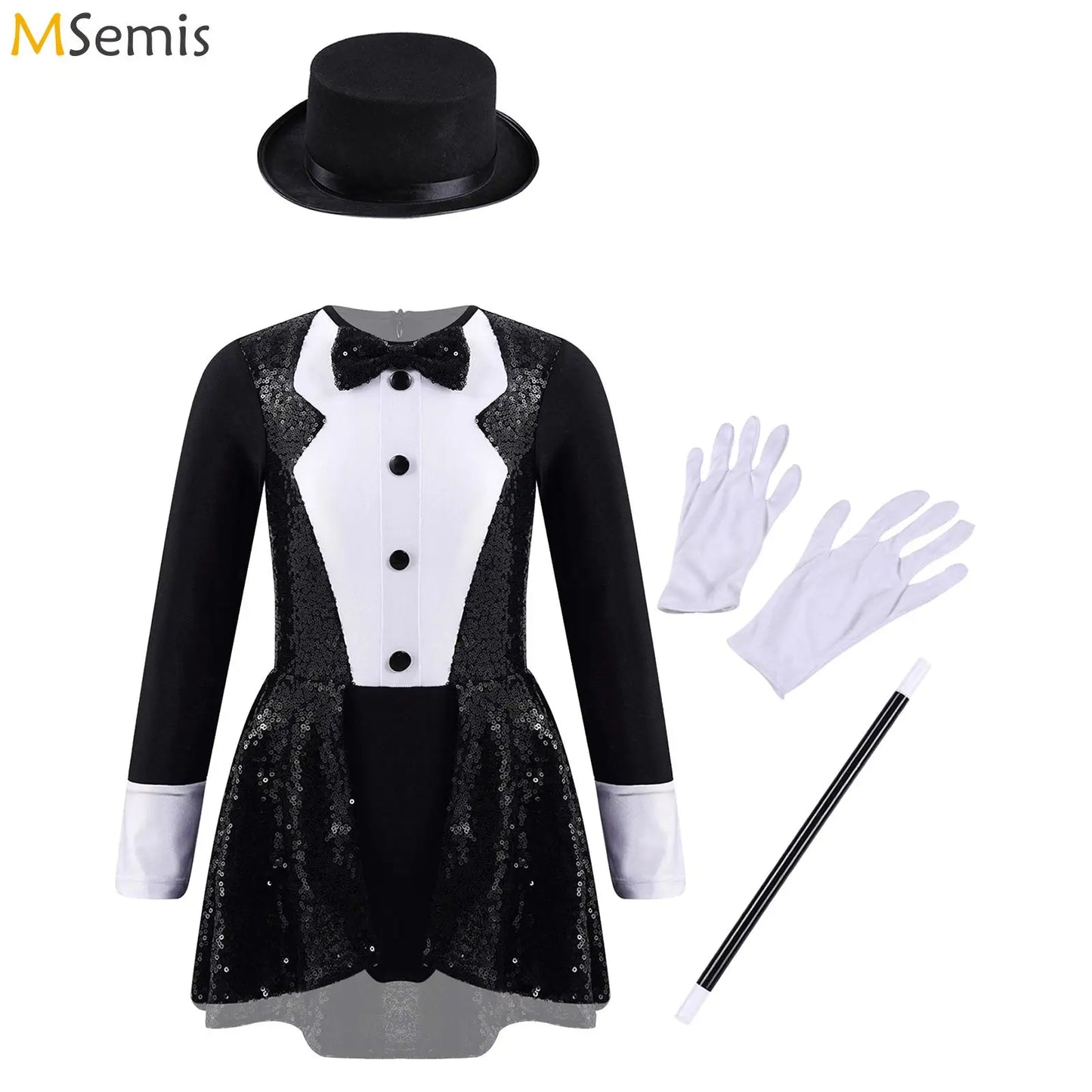 Girls Magician Costume Set Long Sleeve