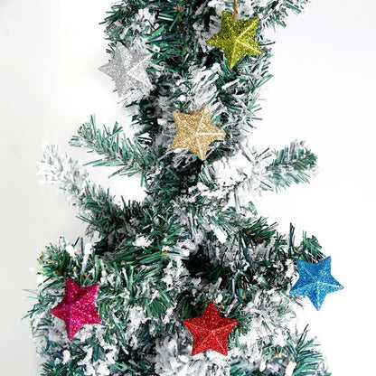 6 Pcs Glitter Star Pendant Christmas Tree Hanging Ornament