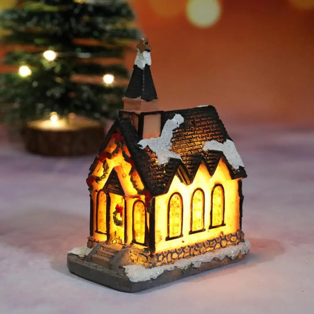 Christmas LED Light Wooden House Luminous Cabin