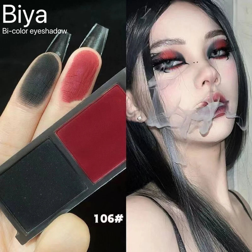 Biya 2 Color Eyeshadow Protable Red Black Plate Matte Eye Shadow