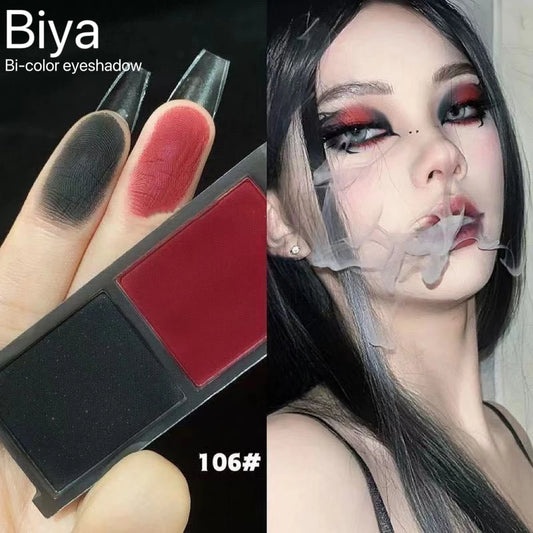 Biya 2 Color Eyeshadow Protable Red Black Plate Matte Eye Shadow