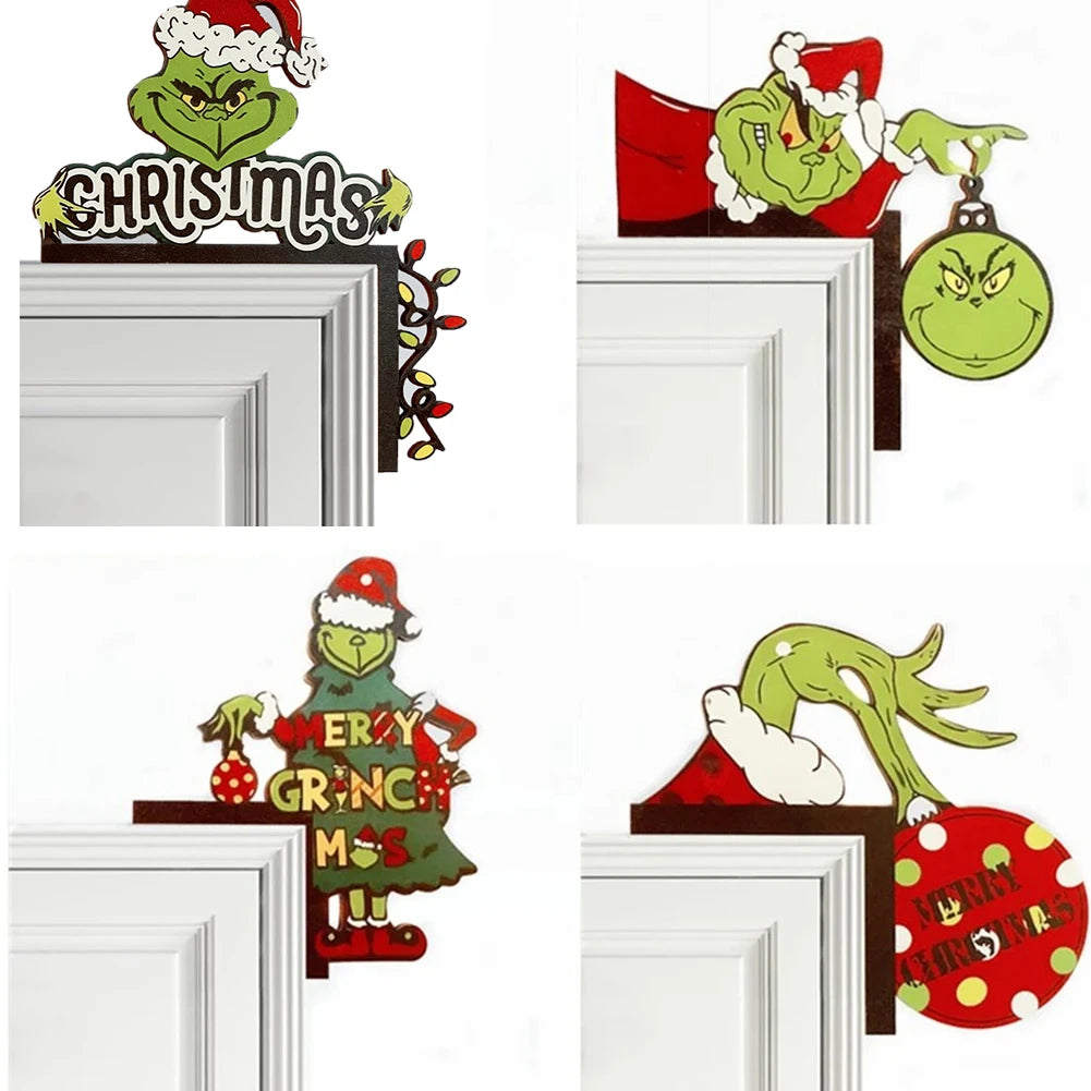 Wooden Christmas Door Frame Decoration Santa Claus