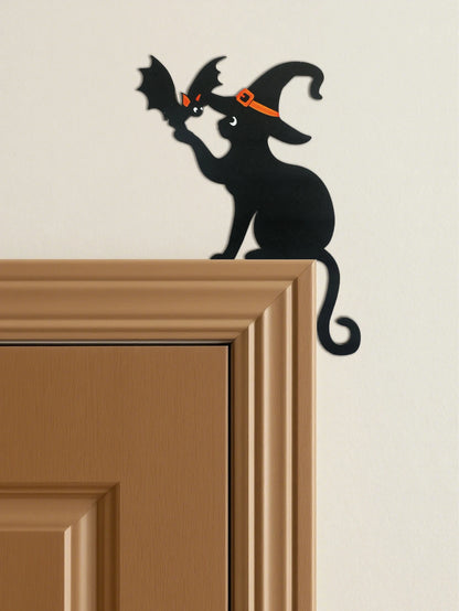 Halloween Black Cat Door Topper Decor