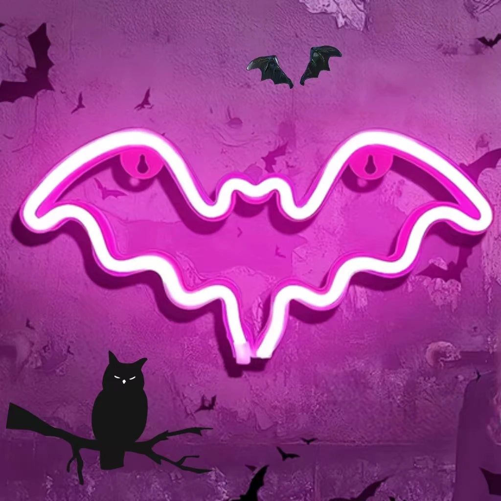 Halloween Bat Spirit LED Neon Wall Decor - USB or Battery Powered