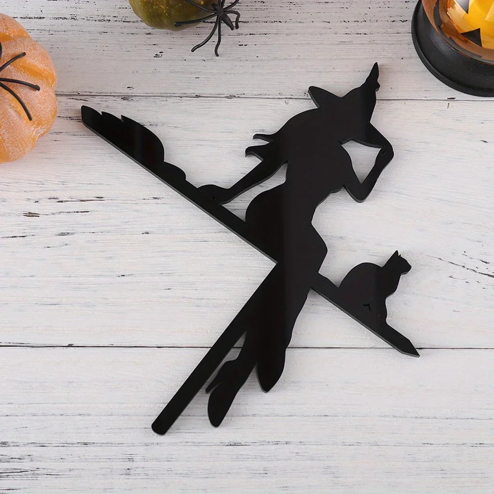 Black Cat Witch Acrylic Corner Sign