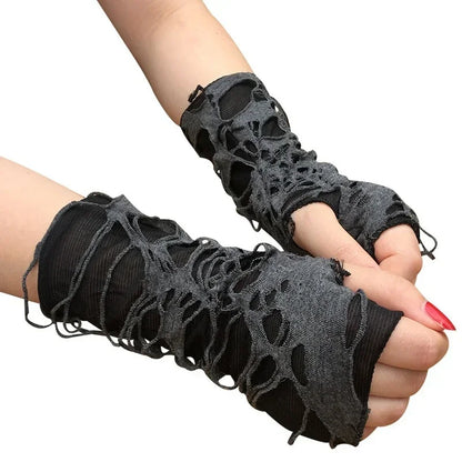 Gothic Black Fingerless Long Gloves - Festivewarehouse™