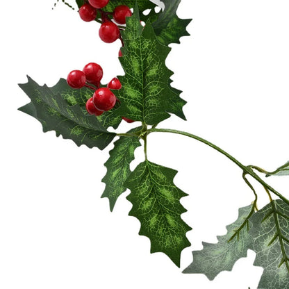 Artificial Holly Leaves Red Berries Ivy Vine Garland