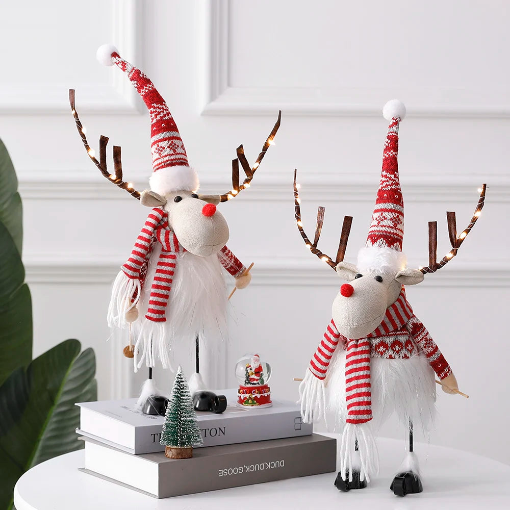 Large Santa Claus Elk Standing Doll with Lights