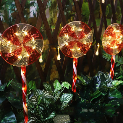 Christmas Crutches Solar Lights Outdoor Lollipop Lamp 5pcs