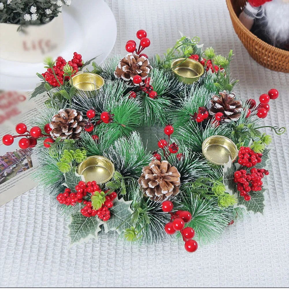 Candlestick Garlands Christmas Wreath - Elegant Seasonal Decor