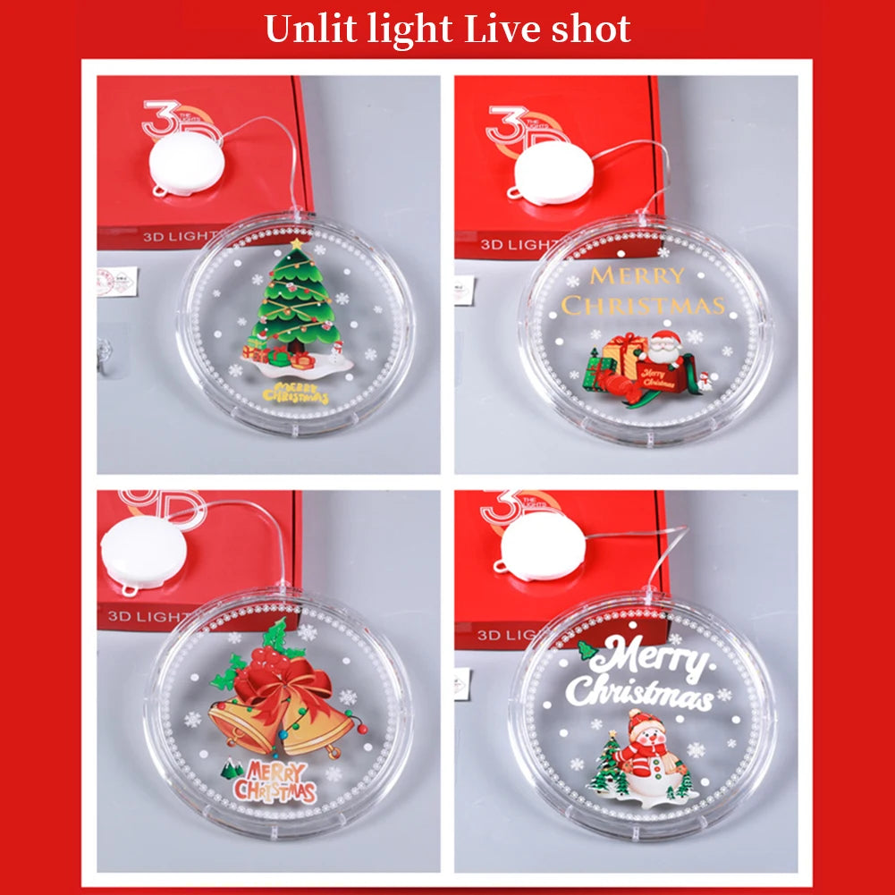 Christmas Window Light LED 3D Hanging Lights Battery Operated Round Lamp