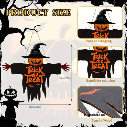 1pcs 2D Halloween Trick-or-Treat Wooden Sign