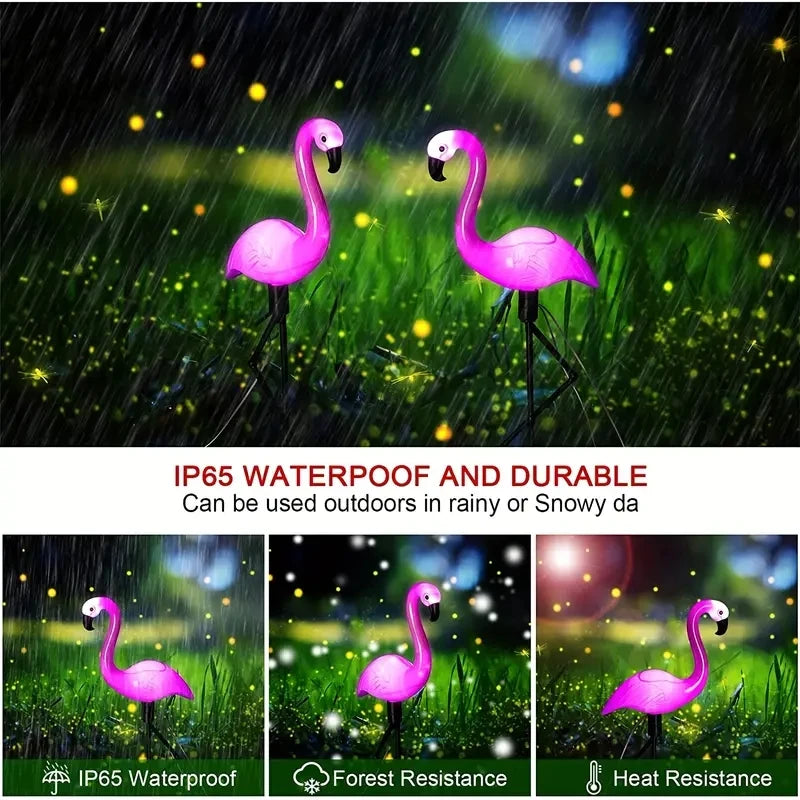 1 Pc Outdoor Solar Lights Flamingo Garden Led