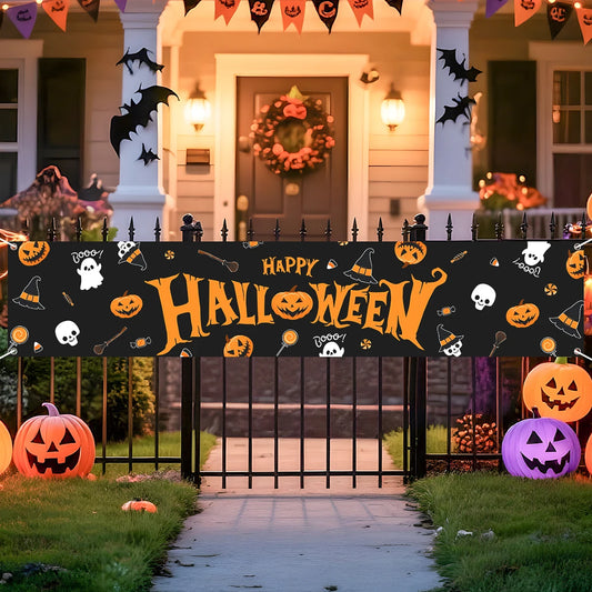 Happy Halloween Banner Pumpkin Ghost