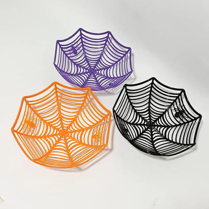 Halloween Candy Basket Black Orange Spider Web