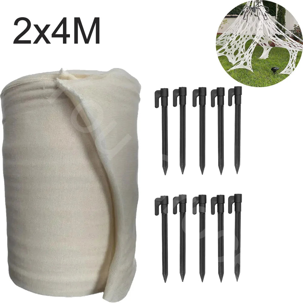 2/4m Halloween Decorations Outdoor Spider Web Giant