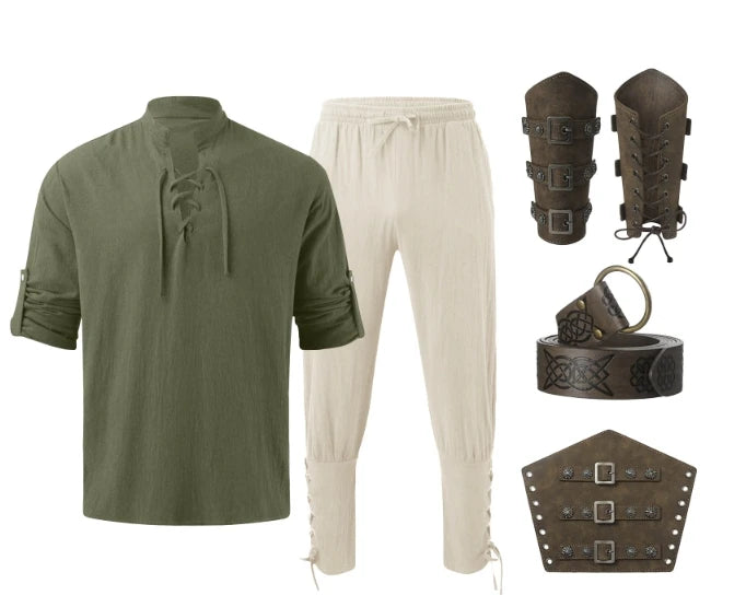 4 Pcs Halloween Men's Renaissance Costume Set