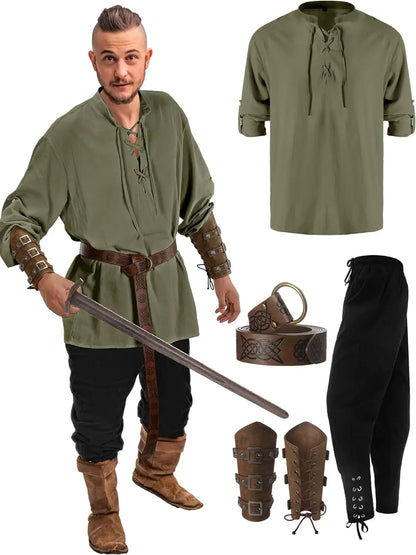 4 Pcs Halloween Men's Renaissance Costume Set