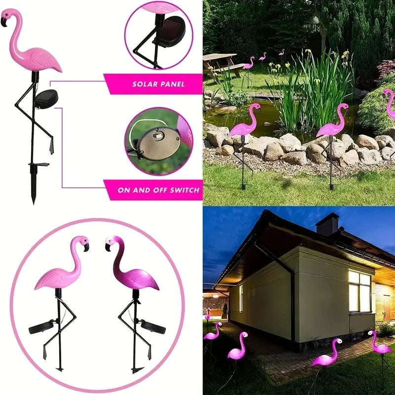 1 Pc Outdoor Solar Lights Flamingo Garden Led