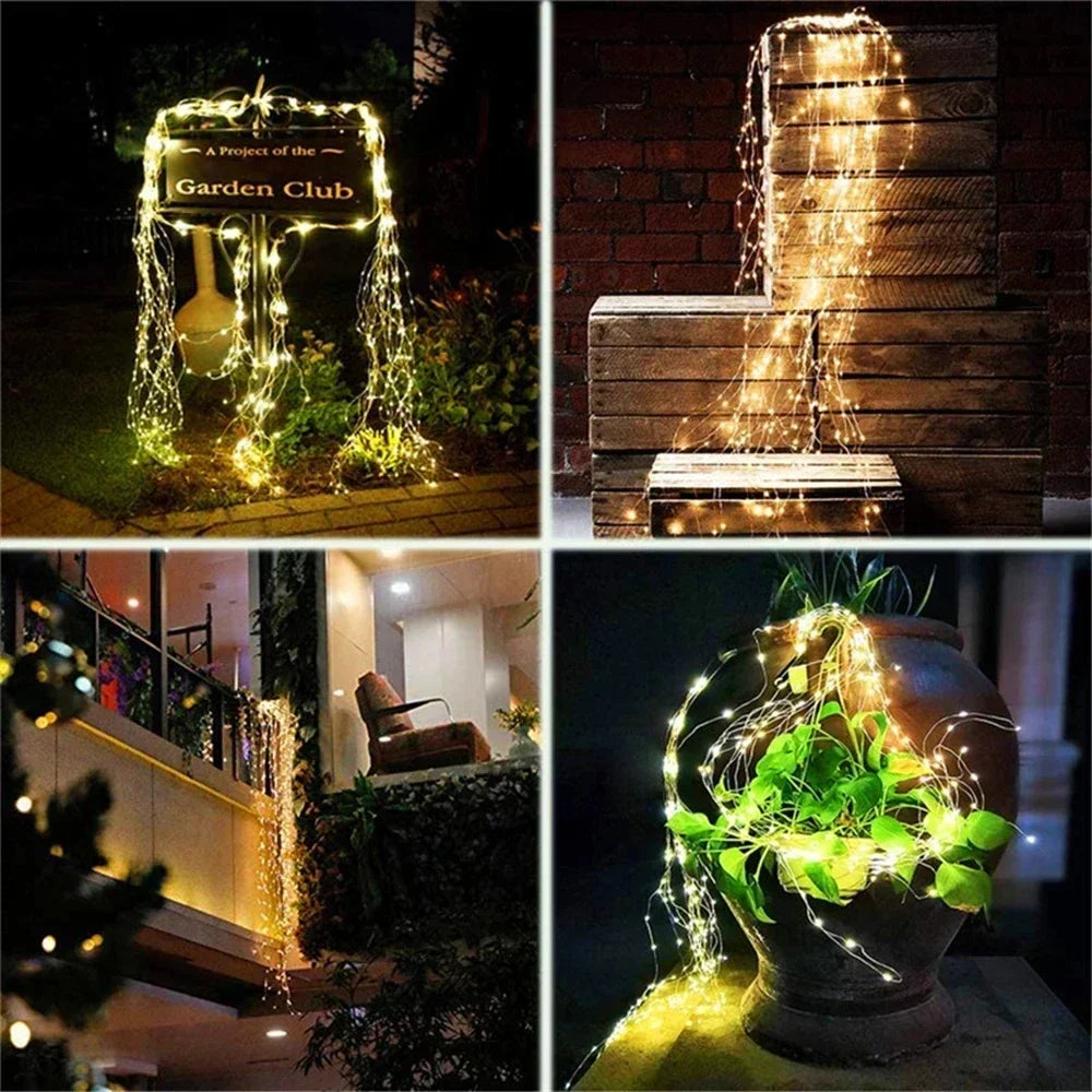 100/200leds Solar Fairy Waterfall String Light