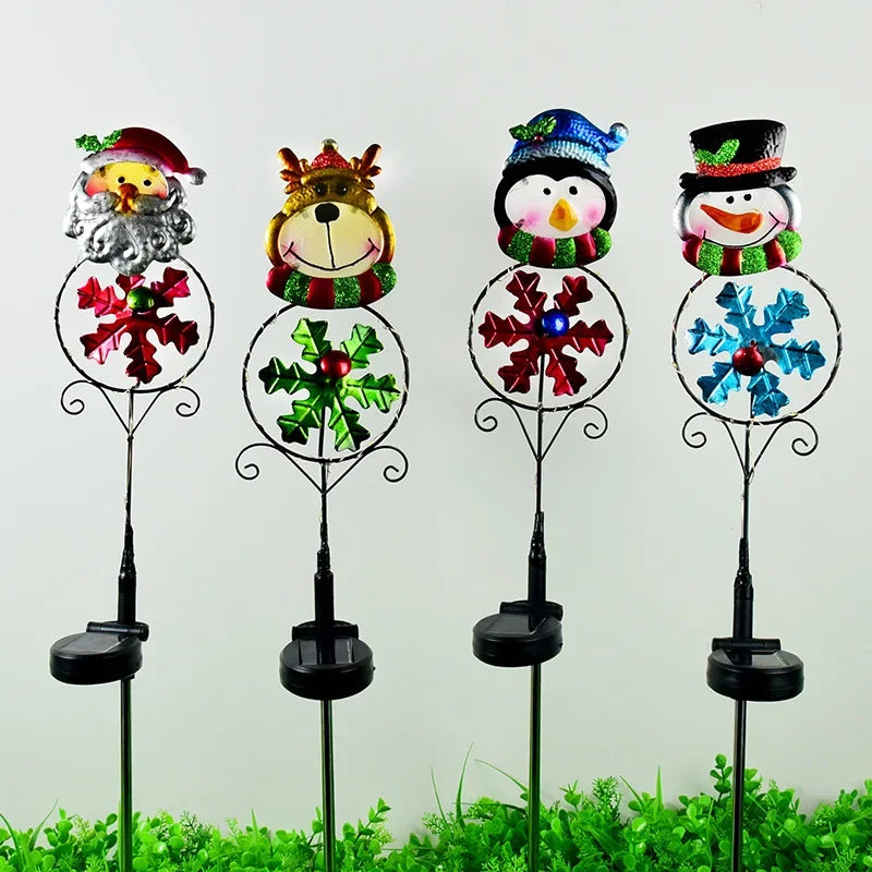 LED Solar Santa Claus Snowman Christmas Lights Outdoor Waterproof For Yard